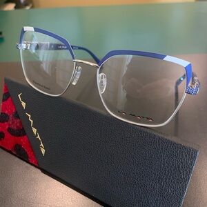 LA MATTA LM3372 Col .3. Blue&Silver Stainless Steel Square
56mm Womens Eyeglass